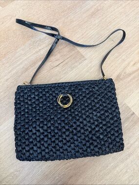 Rodo Italy Vintage Woven Straw Envelope Clutch Purse Shoulder Bag